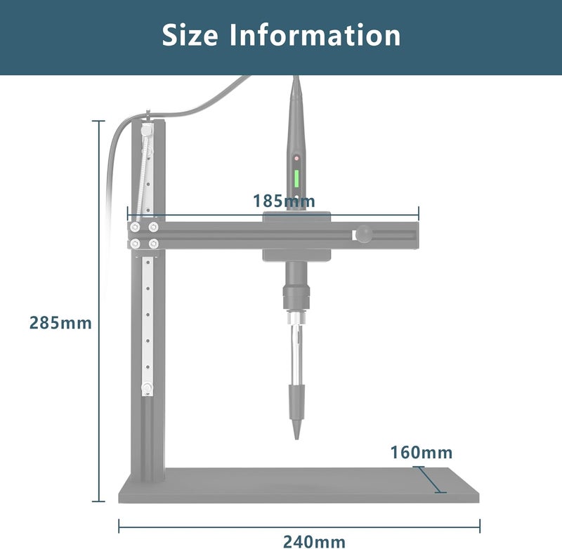 DACKZZM Heat Set Insert Tool with Soldering Iron Heat Insert Press Slide Rail Auto-Return Vertical Heat Pressing Machine for M2/M2.5/M3/M4/M5/M6(1/4)/M8 Threaded Inserts, 3D Printing Components - Image 5
